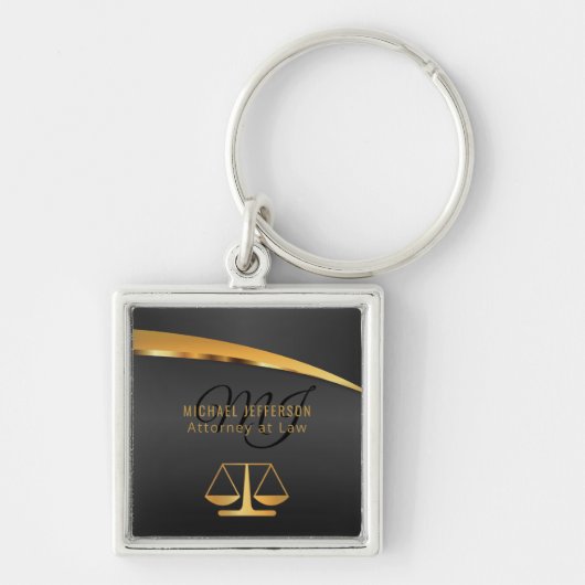 Monogram Attorney to Law - Black and Gold Sleutelhanger (Voorkant)