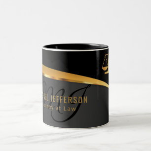 Monogram Attorney to Law - Black and Gold Tweekleurige Koffiemok