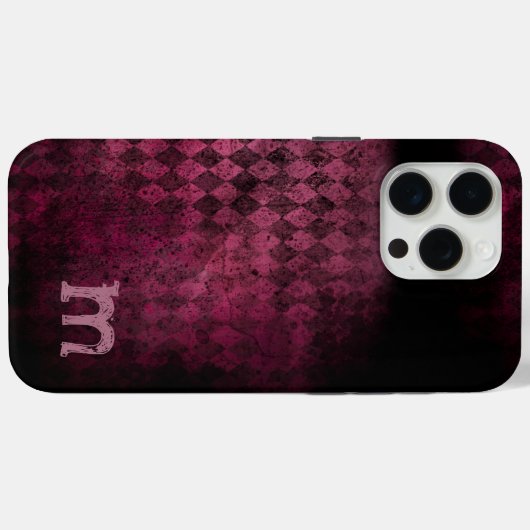 Monogram aubergine en pruim Argyle Case-Mate iPhone Case (Achterkant (horizontaal))