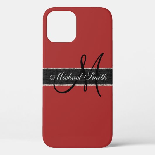 Monogram Auburn Kleurachtergrond Case-Mate iPhone Case (Achterkant)