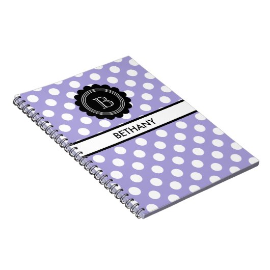 Monogram Aura Indigo en Zwarte Polka Dot Notitieboek (Rechterzijde)