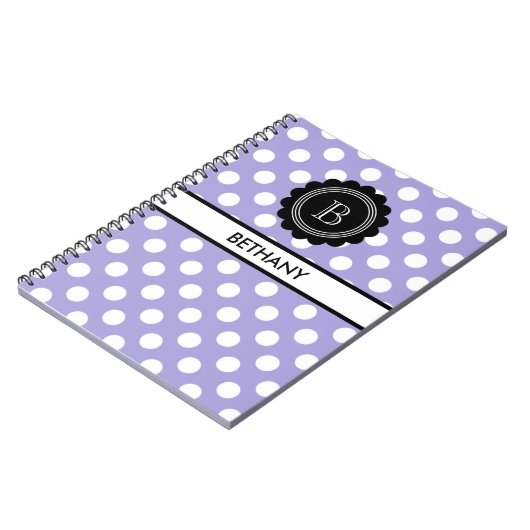 Monogram Aura Indigo en Zwarte Polka Dot Notitieboek (Linkerzijde)