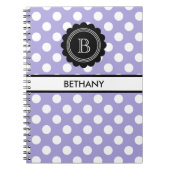 Monogram Aura Indigo en Zwarte Polka Dot Notitieboek (Voorkant)