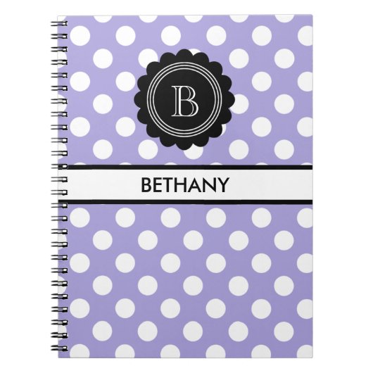 Monogram Aura Indigo en Zwarte Polka Dot Notitieboek (Voorkant)