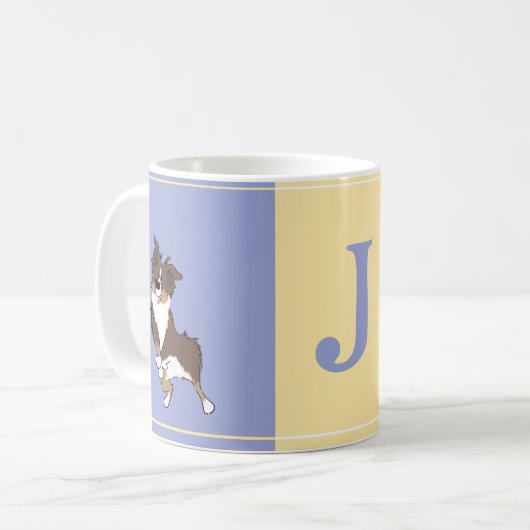 Monogram Australian Shepherd Happy Color Block Koffiemok (Voorkant links)
