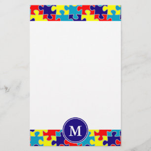 Monogram Autisme Aspergers Puzzle Pattern Briefpapier