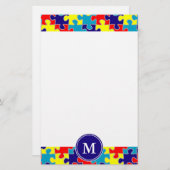 Monogram Autisme Aspergers Puzzle Pattern Briefpapier (Voorkant / Achterkant)