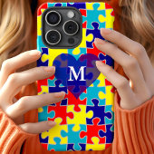 Monogram Autisme Aspergers Puzzle Pattern Case-Mate iPhone Case