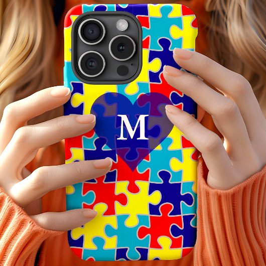 Monogram Autisme Aspergers Puzzle Pattern Case-Mate iPhone Case