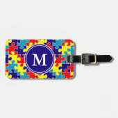 Monogram Autisme Bewustzijn Aspergers Puzzel Patro Bagagelabel (Voorkant horizontaal)