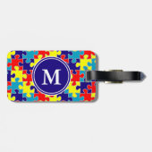 Monogram Autisme Bewustzijn Aspergers Puzzel Patro Bagagelabel (Achterkant horizontaal)
