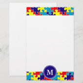 Monogram-autisme bewustzijn Aspergers puzzelpatroo Briefpapier (Voorkant / Achterkant)