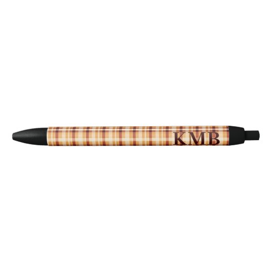 Monogram | Autumn-Fall Plaid Pattern Ink Zwarte Inkt Pen (Voorkant)