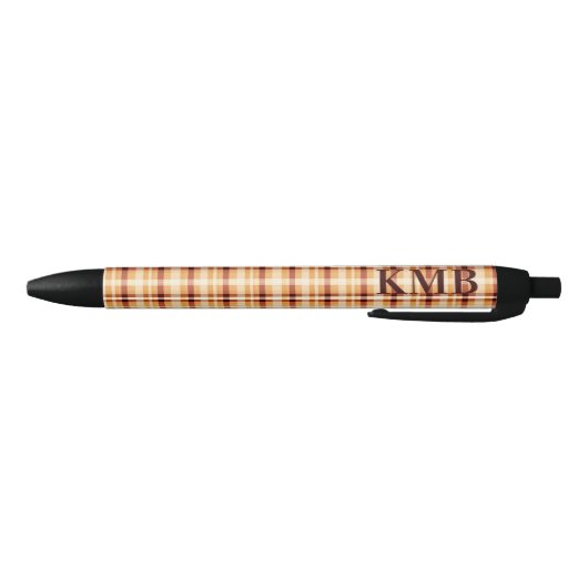 Monogram | Autumn-Fall Plaid Pattern Ink Zwarte Inkt Pen (Bodem)
