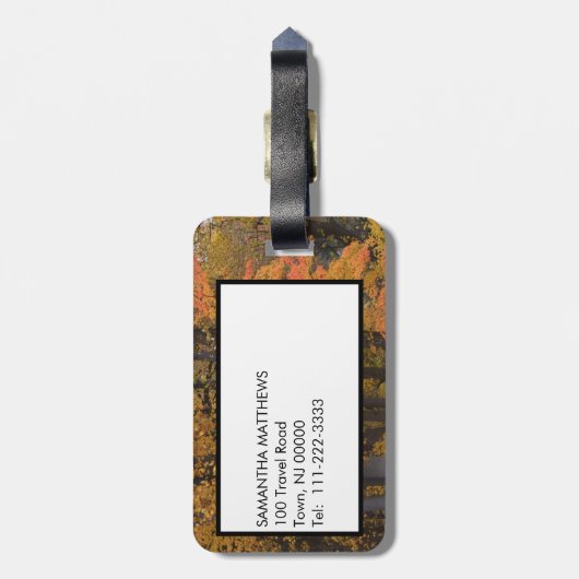 Monogram Autumn Leaves Trees Bagagelabel (Achterkant verticaal)