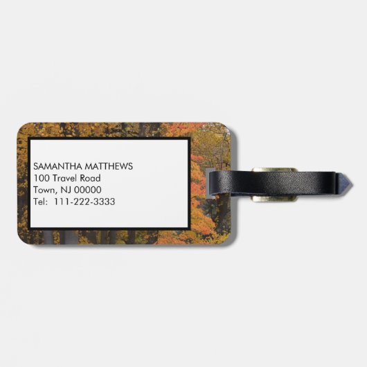 Monogram Autumn Leaves Trees  Bagagelabel (Achterkant horizontaal)