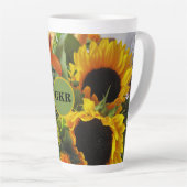Monogram Autumn Sunflower Foto Print 17oz Latte Mok (Rechterhoek)