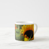 Monogram Autumn Sunflower Foto print 6oz Espresso Kop (Voorkant rechts)