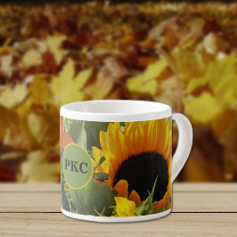 Monogram Autumn Sunflower Foto print 6oz Espresso Kop