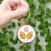 Monogram Autumnal Herfst Foliage Oranje Leaves Sleutelhanger (Hand)