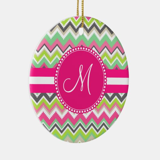 Monogram Aztec Andes Tribal Mountains Chevron Keramisch Ornament (Rechts)