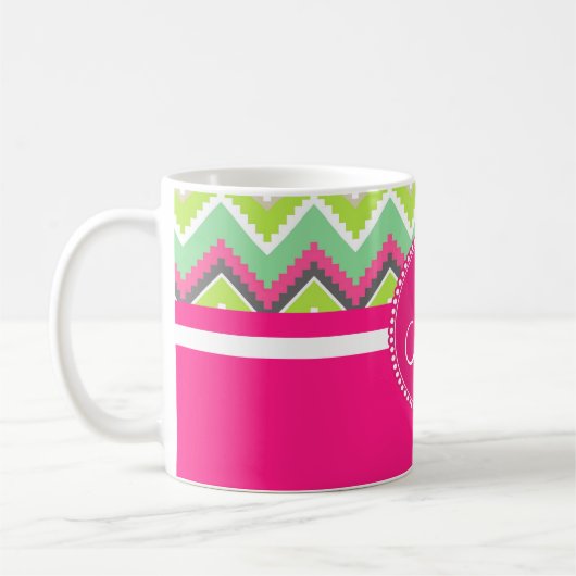 Monogram Aztec Andes Tribal Mountains Chevron Koffiemok (Links)