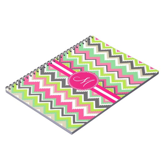 Monogram Aztec Andes Tribal Mountains Chevron Notitieboek (Linkerzijde)