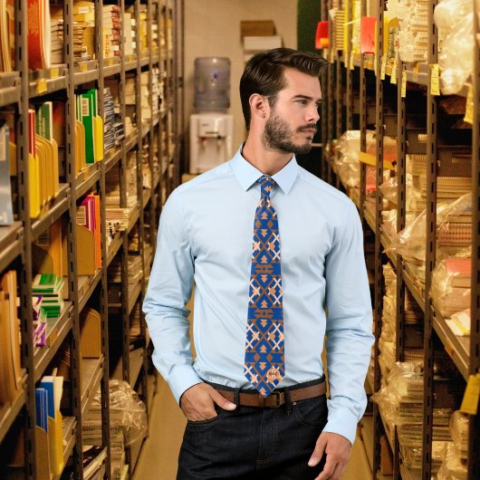 Monogram Aztec Tribal Geometric Pattern Stropdas