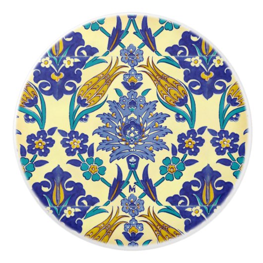 Monogram Azulejo Ceramic Style  Ornament Keramische Knop (Voorkant)