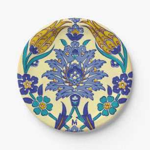 Monogram Azulejo Ceramic Style Ornament Papieren Bordje