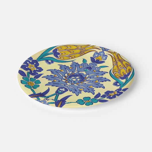 Monogram Azulejo Ceramic Style  Ornament Papieren Bordje (Gekanteld)