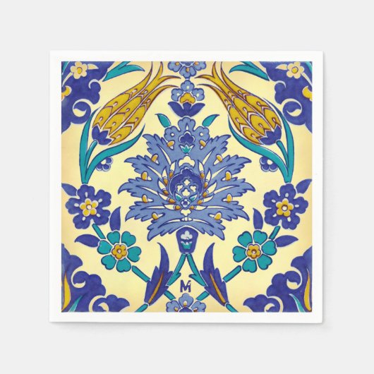 Monogram Azulejo Ceramic Style  Ornament Servetten (Voorkant)