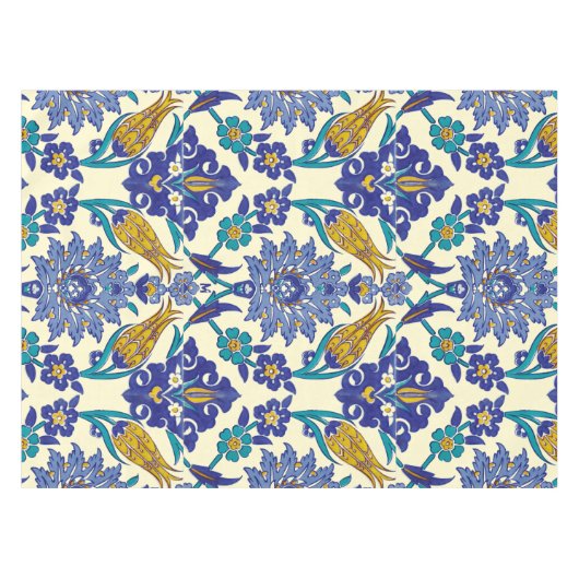 Monogram Azulejo Ceramic Style Ornament Tafelkleed (Voorkant (Horizontaal))