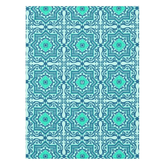 Monogram Azulejo Ceramic Style  Ornament Tafelkleed (Voorkant)