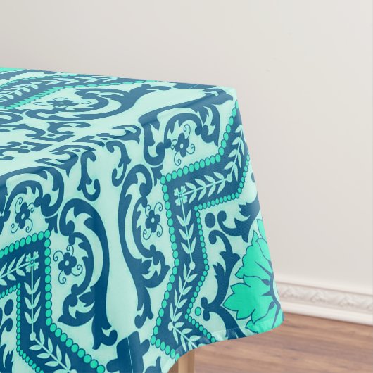 Monogram Azulejo Ceramic Style Ornament Tafelkleed (Voorbeeld)