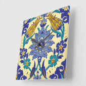 Monogram Azulejo Ceramic Style Ornament Vierkante Klok (Hoek)