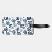 Monogram Azure Blue Tropical Leaves Gold Passen ge Bagagelabel (Achterkant horizontaal)