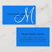 Monogram Azure-kleurenachtergrond Visitekaartje (Voorkant / Achterkant)