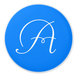 Monogram Azureblauw Keramische Knop