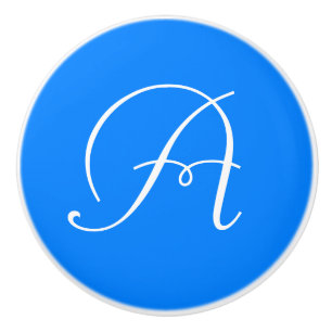 Monogram Azureblauw Keramische Knop