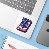 Monogram B Amerikaans Initiaal met aantekeningen B Sticker (Laptop met iPhone)