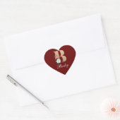 Monogram B,  bloemontwerp, Hart Sticker (Envelop)
