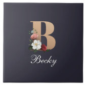 Monogram B,  bloemontwerp, Tegeltje (Voorkant)