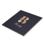 Monogram B, bloemontwerp, Tegeltje (Zijkant)