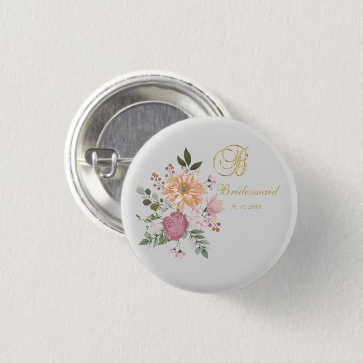 Monogram B Bridesmaïde Button (Voorkant /achterkant)