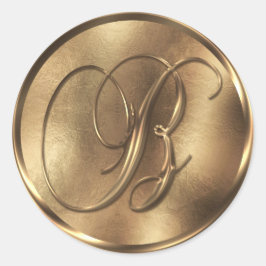 Monogram B Bronze Wedding Invitation Holiday Ronde Sticker