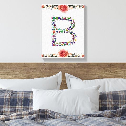 Monogram B Canvas Afdruk (Insitu (Slaapkamer))