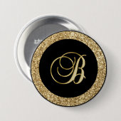 Monogram B elegant gouden schrift Ronde Button 7,6 Cm (Voorkant /achterkant)