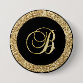 Monogram B elegant gouden schrift Ronde Button 7,6 Cm (Voorkant)