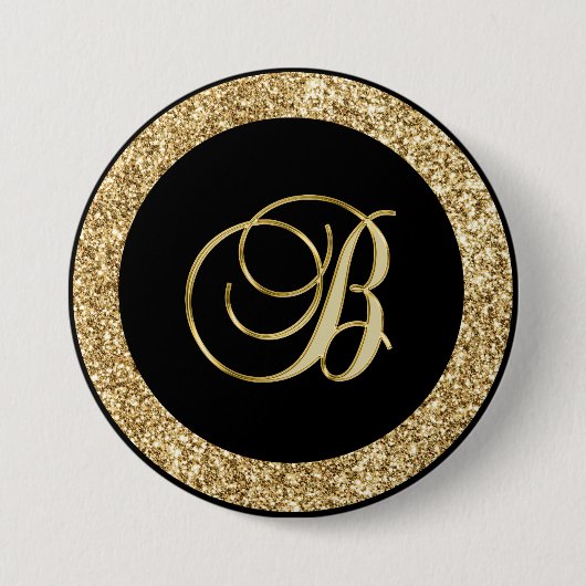 Monogram B elegant gouden schrift Ronde Button 7,6 Cm (Voorkant)